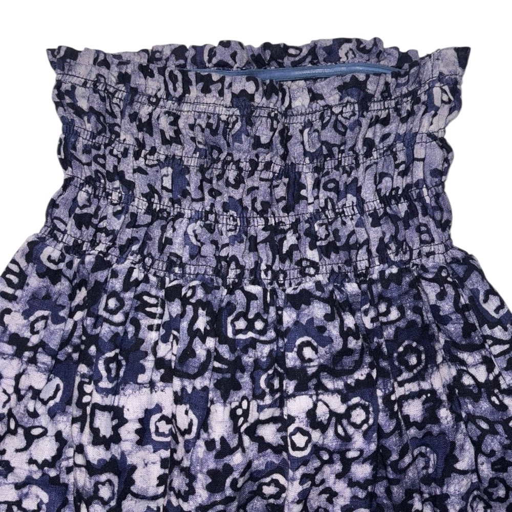 Faherty Indigo Strapless Maxi Dress with Smocked Bodice & Boho Print XS Pockets - Picture 7 of 12